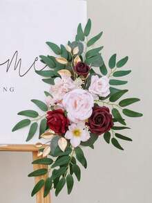 2pcs Artificial Gray Rose Wedding Arch Flowers, Wedding Welcome Sign Decor & Arch Flowers, Suitable For Wedding Reception (Gray Rose And Blush) - Multicolor - View 7