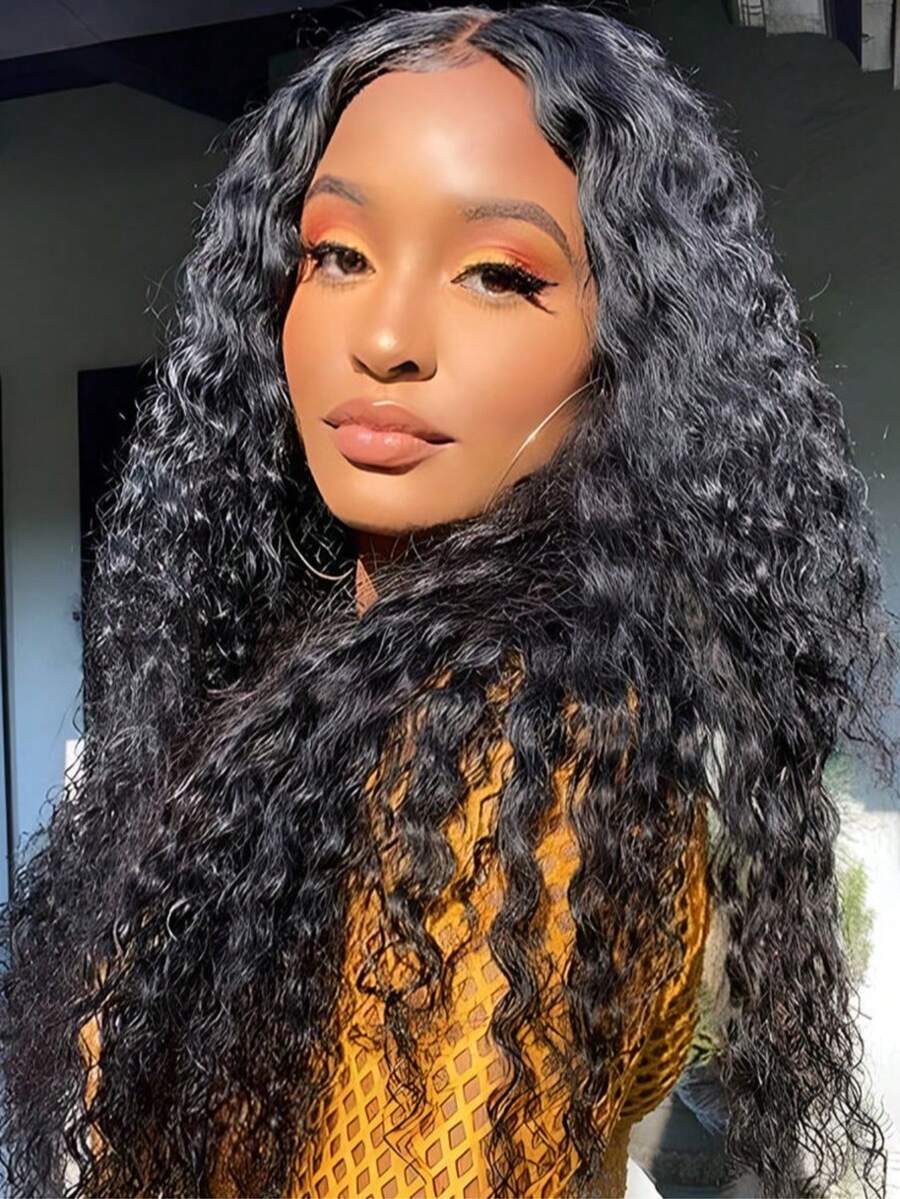 40inch 250% Density Deep Wave Lace Front Wigs Human Hair Curly Lace Front Wig Human Hair Wig Pre Plucked 250% Density 13x4 Deep Wave Frontal Wig Transparent HD Lace Front Wigs Human Hair Wigs