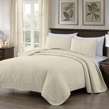 Austin Oversized Bedspread Set 3-Piece Ultrasonic Quilted Soft Lightweight Microfiber Coverlet For All Season - Ivory - View 2
