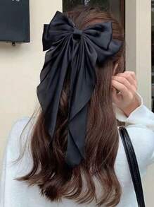 2pcs/1pc Oversized Black & White Satin Bow Hair Clips, Elegant & Retro Hair Accessories, Fashion Hair Clips For Women Valentine's Day Valentines