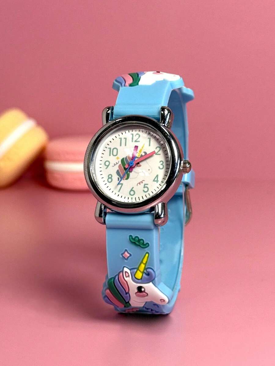 1pc Children's Fashion Unicorn Pattern Quartz Watch For Teenager, Suitable As Gift For Kids - Tells Time - Multicolor - View 1