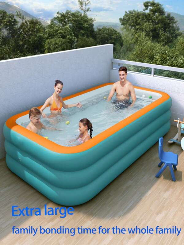 1pcLarge Inflatable Pool – Waterproof PVC Material, Thickened Family Indoor/Outdoor Play Pool. Spacious Yet Easy To Store, Space-Saving Design. Create Fun Moments For The Whole Family! The Perfect Gift For Birthdays, Mother's Day, Graduation, And Parties