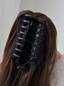 爪形马尾辫接发棕色 32 英寸长天然水波纹耐热纤维合成马尾辫假发适合女孩女士日常使用 - 黑棕色 - 查看 7