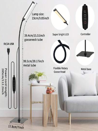 Yogle 1. Moderne Vloer Lamp Adjustable Function, Lightweight LED Reading That Can Be Installed Vertically, 10 Brightness Swivel [1H Timer], Work, Study, Sewing, Painting, Makeup, Etc. Purposes. view 6