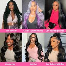 13x6 Body Wave Lace Front Wigs Human Hair Pre Plucked 250 Density HD Transparent Lace Frontal Wigs Human Hair For Women 9A Glueless Wigs Human Hair With Baby Hair 36Inch - Natural Black - 查看 8