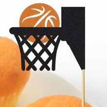 12/24Pcs Basketball Cupcake Toppers Star Sports Fan Basketball Backboard Cupcake Picks Players Sports Theme Birthday Party Cake Decorations Supplies