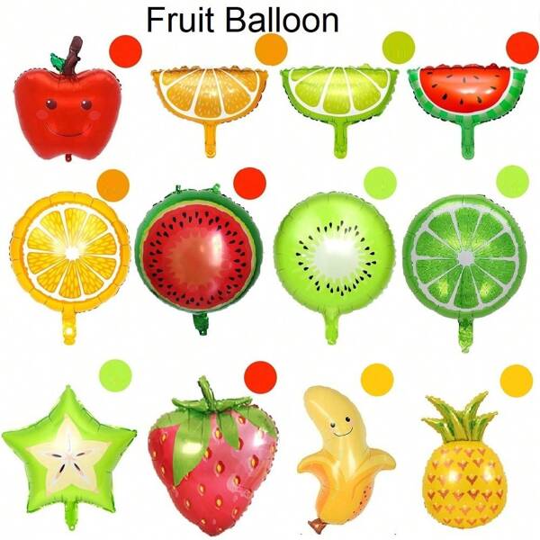 1 pieza de Decoraciones con globos con diseño de frutas, globos para decoraciones de fiesta de cumpleaños (Piña, Fresa, Naranja, Sandía, Limón, Kiwi, Carambola, Manzana, Plátano)