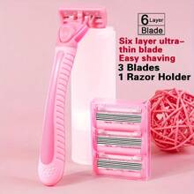 Kit de îndepărtare a părului fără durere pentru bikini pentru femei - 6 lame din oțel inoxidabil, capete înlocuibile, alergie scăzută, lavabil, potrivit pentru toate tipurile de piele