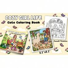 [Must-Have For Hand Painting]: Cozy Girl Life - Coloring Book, Presents Beautiful Scenes In A Minimalist Art Style, Helps You Easily Color And Express Your Unique Creativity In A Relaxing Way. Even On A Busy Day, You Can Relax And Immerse Yourself In Nature. Suitable As A Gift For Mother's Day, Father's Day, Children's Day