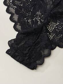 3pcs Women's Sexy Panties, Translucent Lace Low Rise Briefs, Summer Lightweight, Romantic, Sexy Black Thong, Solid Color Shorts, Elegant Women's Lingerie - Black - View 7