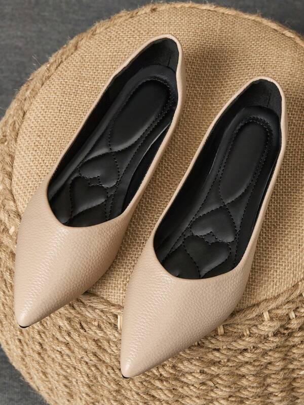 Mocasini la modă pentru femei, cu vârf ascuțit, cu textura de piatră, plat casual, versatili, de gamă înaltă, culoare cămilă, potriviti pentru toamnă