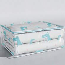 1pc Printed Transparent Clothes Storage Bag With Crocodile Design, Foldable Comforter Storage Case For Clothes, Bedding And Household Items, Ideal Mother's Day Gift
