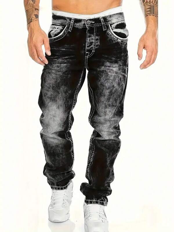 Men's Retro Elastic Plus Size Jeans