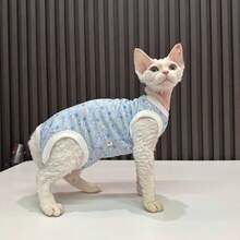 Blue Sleeveless Jumpsuit Pet Clothes With Belly Protection, Suitable For Hairless Cats, Spring & Autumn - Blue - View 1