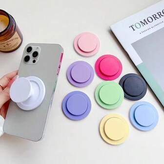 Japanese And Korean Ins Plain Simple Magnetic Mobile Phone Holder Cute Girl Candy Color Transparent Telescopic Airbag Holder Compatible With IPhone, Android Phone, Gift For Birthday, Family, Friends Push-Pull Phone Grip, Phone Accessories