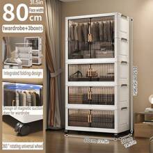 Foldable Wardrobe Clothes Storage Cabinet, Thickened Closet For Home/Bedroom, Easy Installation, Suitable For Children