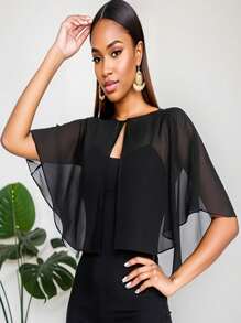 1 pezzo Scialle cardigan in chiffon morbido da donna per l'estate, perfetto come stola da sposa per cerimonie serali e come mantellina parasole per accessori fotografici da donna