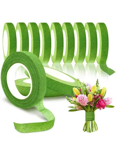 4/12 卷花卉工艺茎缠绕胶带，绿色，适用于花束、胸花、婚礼插花