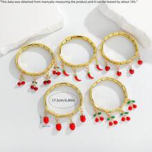 1 szt. Bransoletka hip-hopowa ze stali nierdzewnej, włoska, elastyczna, czerwona, papryczka wiśniowa, pomidory jabłkowe, moduł DIY, regulowana, odpinana bransoletka do codziennego noszenia, randkowania i prezentów