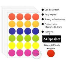 10pcs/Pack New Polka Dot Sticker Set, Colorful Dot Labels, 8 Mixed Sizes Dot Stickers Suitable For Office File Organizing, Kids DIY Crafts, Planner/Phone Case/Notebook Decoration,School Supplies,Back To School