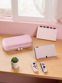 Accesorio Kit de Consola de Juego para Switch, compatible con Switch NS/Switch OLED/Switch Lite, incluye estuche protector, bolsa de almacenamiento, cubierta para el dock, protectores para Joy-Con y talla grande, diseño anti-caídas y resistente a arañazos, ideal para gamers - Rosa - Ver 1