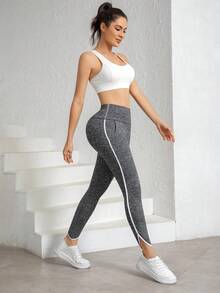 1 Piece With Pocket New Arrival Women's Workout Leggings For Running, Yoga & Fitness With High Waist And Stretchy Fit - Grey - View 3