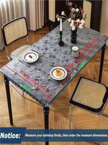 1pc Transparent PVC Tablecloth, 1mm Thick Floral Pattern Rectangular Tablecloth, Heat Resistant And Scratch Resistant, Suitable For Home, Hotel Restaurant And Coffee Table. - White - View 2