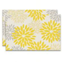 A Set Of 4/6pcs Spring And Summer Placemats Designed With Colorful Spring Flower Patterns, Woven From 100% Polyester Fiber, Machine Washable Polyester Placemats With Multiple Color Patterns To Choose From, Heat-Resistant, Stain Resistant, Waterproof, Easy To Clean, Suitable For Coffee Table Decoration, Holiday Party Decoration, Table Protection, Kitchen And Living Room Decoration