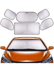 Set Of 6 Window Shades For Cars And Trucks - Silver - View 1