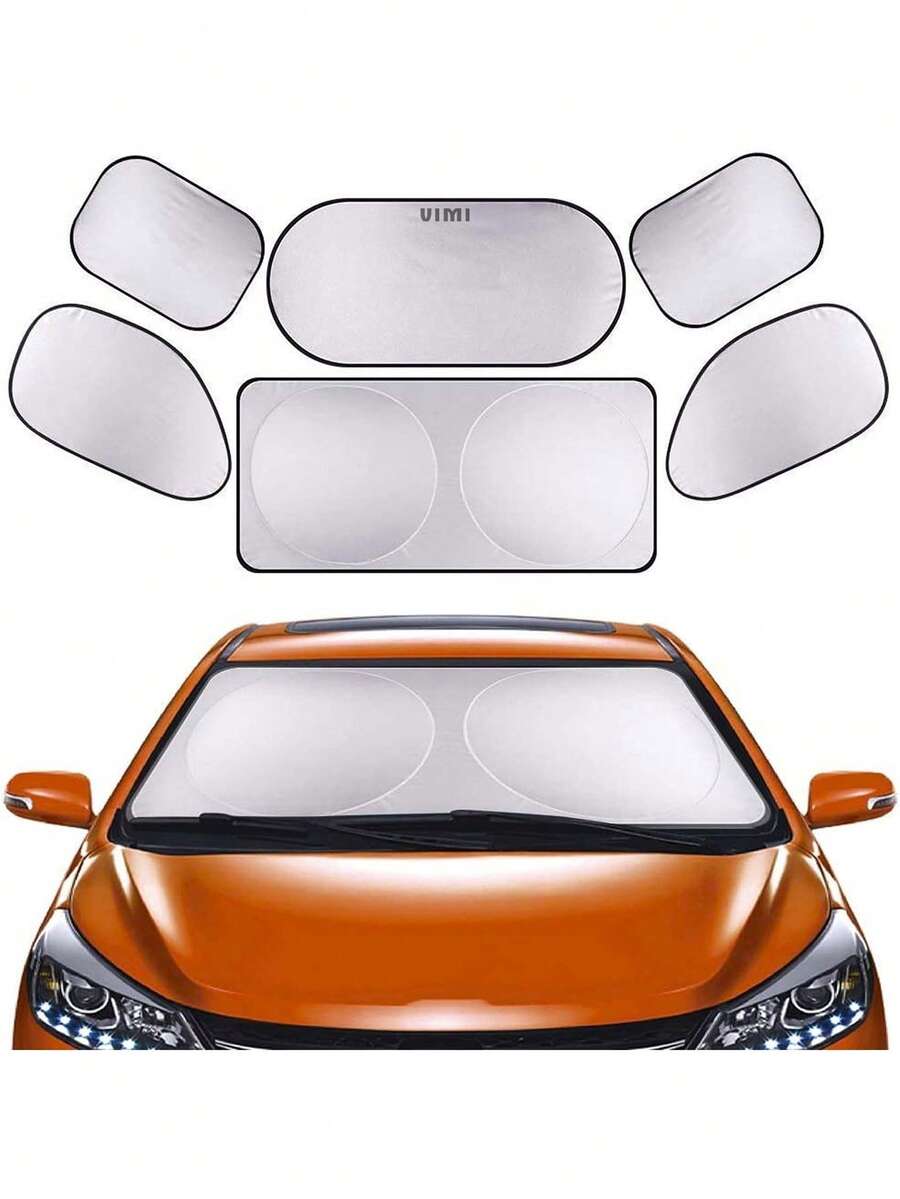 Set Of 6 Window Shades For Cars And Trucks - Silver - View 1