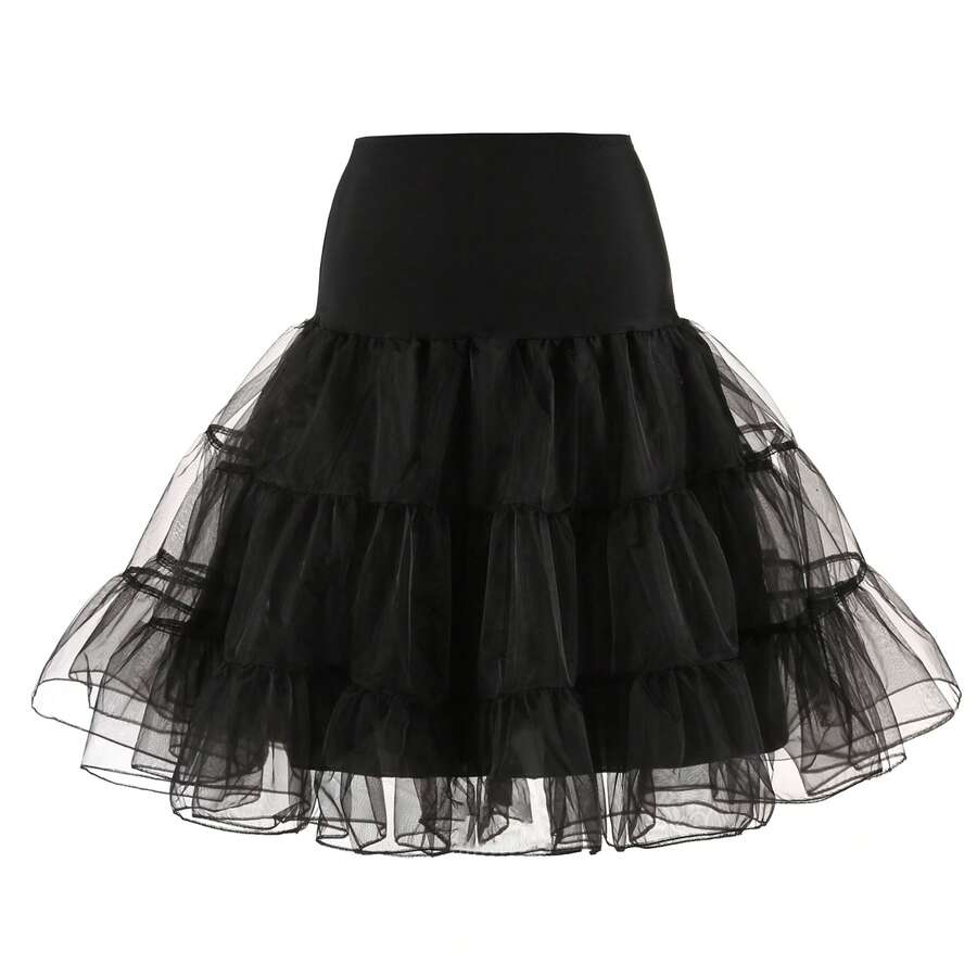 XUEYEGONGJI Crinoline Unterrock - 8-Lagen Tüll Petticoat Mit Verstellbarer Taille