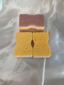 4pcs Blend Dishcloth, Absorbent & Oil-Resistant Kitchen Cleaning Sponge - Yellow - View 10