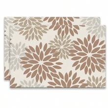 A Set Of 4/6pcs Spring And Summer Placemats Designed With Colorful Spring Flower Patterns, Woven From 100% Polyester Fiber, Machine Washable Polyester Placemats With Multiple Color Patterns To Choose From, Heat-Resistant, Stain Resistant, Waterproof, Easy To Clean, Suitable For Coffee Table Decoration, Holiday Party Decoration, Table Protection, Kitchen And Living Room Decoration