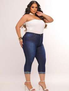 Women's Plus Size Flare Jeans With Lycra Shapewear Curve Butt Lifting