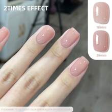 XEIJAYI 1PC 15ML Nail Polish - Jelly Ice Transparent Pink, Peelable UV LED, Formaldehyde-Free, Oval Shape, Glossy Finish, Solid Pattern, For Nail Salon And DIY Nails - Pink - View 2