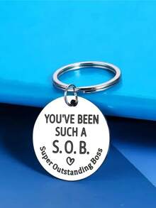 1pc Stainless Steel 'You've Been' Keychain Pendant, Simple Design Appreciation Gift For Friends, Colleagues - Silver - View 2