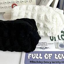 1pc Cream Puff Pen Bag Highly Attractive Level Large Capacity Soft Simple Dirt Resistant Stationery Bag Pencil Case - Multicolor - View 5