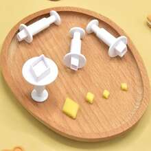 4pcs Cake Fondant Cookie Plastic Baking Cutter Mold, Biscuit Stamps For Kitchen Baking Tools - White - View 10