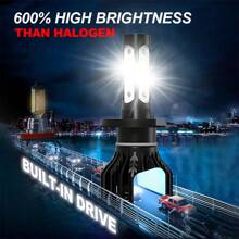 2pcs New Upgraded LED Bright Lamps 9005/HB3 9006/HB4 H4 H7 H11 H13 9007 6000K White 30000LM 180W Plug-N-Play Hi/Lo Beam All In One Quickly Spread Heat High Stability