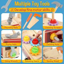 Vanplay 47-teiliges Werkzeugset aus Holz für Kleinkinder im Alter von 2–4 Jahren – Montessori-Rollenspiel-Bauspielzeug, Geburtstags- oder Weihnachtsgeschenk für Jungen und Mädchen