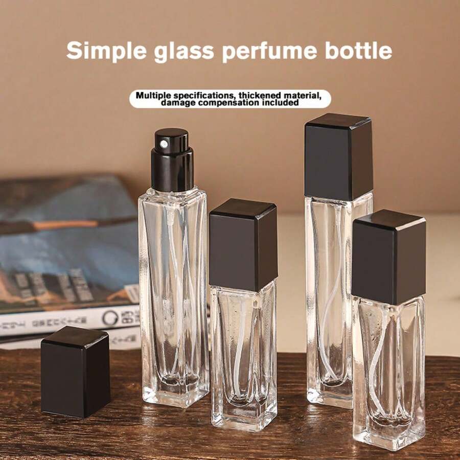1 件 5/10 毫升透明迷你香水玻璃旅行瓶空化妆品瓶样品试管薄玻璃瓶琥珀色喷雾储存器 - 黑色 - 查看 1
