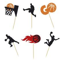 12/24Pcs Basketball Cupcake Toppers Star Sports Fan Basketball Backboard Cupcake Picks Players Sports Theme Birthday Party Cake Decorations Supplies