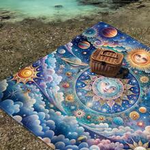 1 件长方形梦幻炫彩图案轻质户外多用途防水防沙沙滩毯数码印花休闲户外柔软材质野餐毯适合露营、野餐、海滩、家庭户外野餐等场景提供舒适的沙滩铺设体验春夏海滩派对必备品