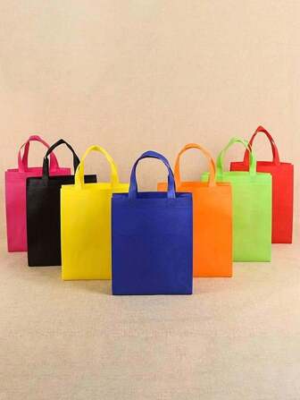 5pcs Reusable Tote Gift Bags, Non-Woven Fabric Material, Suitable For Shopping, Party, Birthday, Holiday