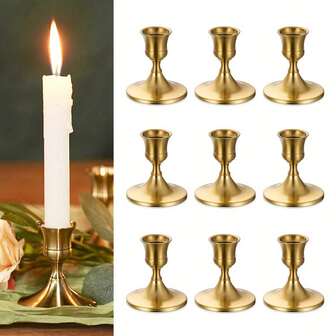 1/2/4/6/12/30pcs Brass/Black Metal Candle Holders, Candle Stands For Centerpiece Decoration On Dining Table, Wedding, Party, Birthday, Home Decor