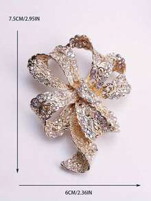 1pc High Quality Luxury Elegant Brooch Elegant Atmospheric Ribbon Knot Pin Clothing Cape Accessories Party Wedding Gift - Gold - View 3