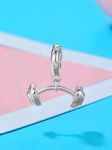 WOSTU 1pc 925 Sterling Silver Pink Girl Style Fitness Equipment Series Pendant Pink Volleyball Dumbbell Headphones Tennis Design Beads Bow Spacer Beads Pendant Fit For Women Original Bracelet Fine Jewelry Gift