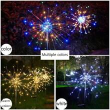 1PC Solar Powered Fireworks Lights, 8 Adjustable Lighting Modes,LED Fireworks Solar Outdoor Lawn Light Daily Waterproof And Energy-Saving, Suitable For Courtyard, Camping, Park, Festival And Party Decoration (90 Lights / 120 Lights / 200 Lights)