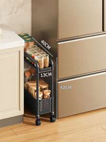 1pc Movable Small Rolling Cart, Narrow Gaps Storage Practical Rack, Multi-Layer Storage Shelves, With 360° Swivel Casters, Suitable For Kitchen/Bathroom/Bedroom/Beside Fridge Storage Rack ,Jewellery Box,Pouch,Makeup Brush Holder,Brush Holder,Perfume Organiser,Pouch Bag