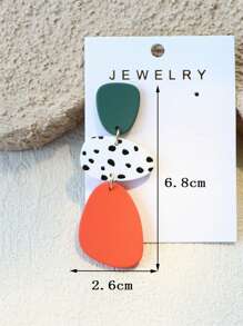 1 Pair Women Dotted Ceramic Texture INS Design Color Contrast Elegant Acrylic Long Dangle Earrings